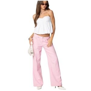 NWT EDIKTED Roman Low Rise Baggy Jeans, Pink, Size Small